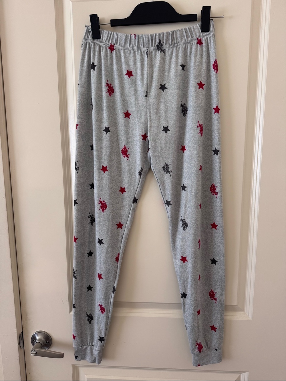 U.S. Polo Assn. Gray Women’s Pajama Pants with Red & Black Stars